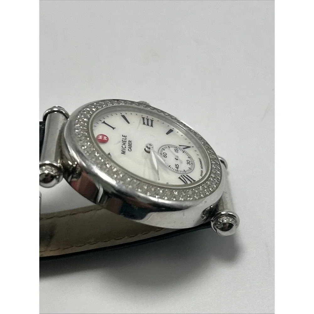 Women's Diamond Michele Caber Dress Watch Black Band